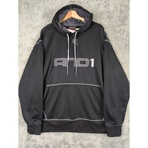 And 1 Hoodie Men's XL Black Pullover Embroidered Logo Front Long Sleeves